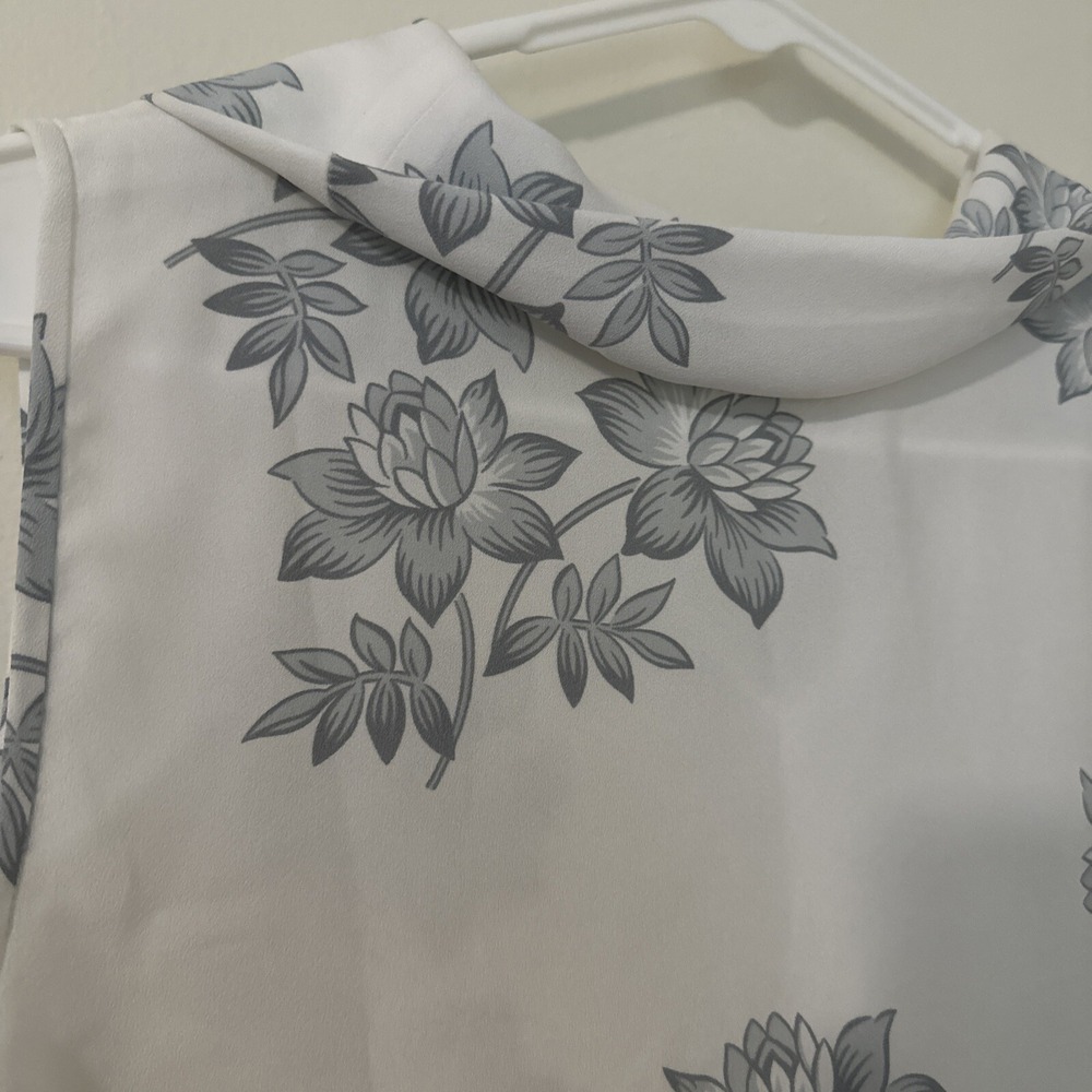 Ann Taylor Women's Floral Draped Boat Neck Sleeveless Blouse Tank Top - M ‎ NWT - Picture 6 of 10